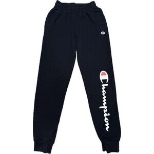Champion Men’s Black Jogger Sweatpants Elastic Waist Small Logo Athleisure